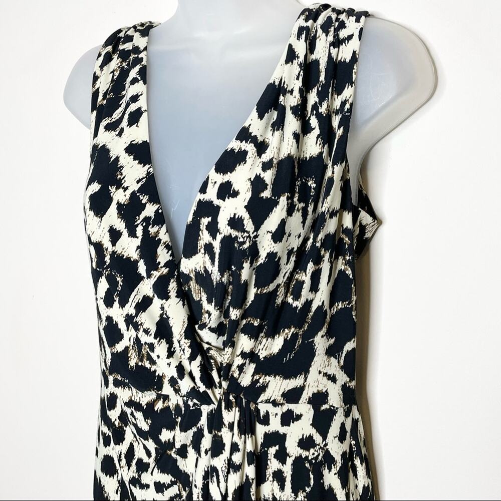 LAUREN RALPH LAUREN animal print leopard sleeveless v neck jersey dress size 8 - Picture 2 of 4